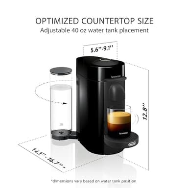 Nespresso VertuoPlus Coffee and Espresso Machine by De'Longhi with Milk Frother, Ink Black - Image 2