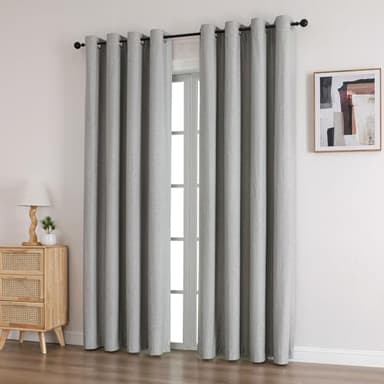 Airwill Linen Look Textured Blackout Curtains 90 Inch Length with Thermal Insulated Liner, Heavy Thick Grommet Window Curtains Drapes for Living Room (52 x 90 Inch, 2 Panels, Grayish Green) - Image 8
