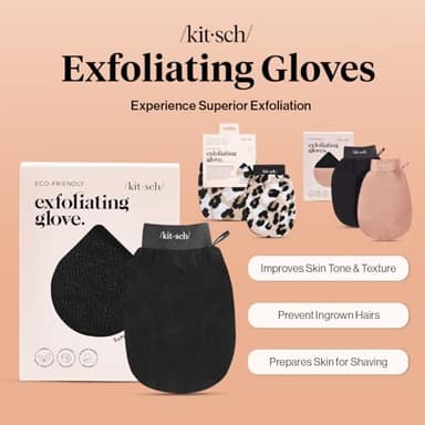 Kitsch Exfoliating Glove – Korean Exfoliating Mitt & Deep Exfoliating Body Scrubber for Shower, Bath | Body Exfoliator, Dead Skin Remover | Skin Care for Smooth, Renewed Skin - 1pc, Black - Image 8