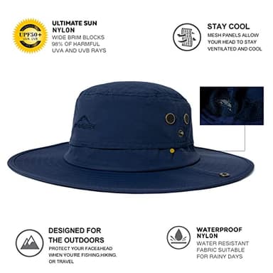 Comhats UPF 50 Sun Hats Wide Brim Summer Safari Hat Fishing Hiking Boonie Hats for Men Chin Strap Waterproof Navy X-Large XX-Large XL XXL Oversize - Image 6