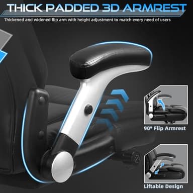 VITESSE 600lbs Big and Tall Office Chair with Flip up Armrest, Large Heavy Duty with Ergonomic Lumbar Support, Executive Office Chair for Heavy People with Quiet Rubber Wheel (Black) - Image 7