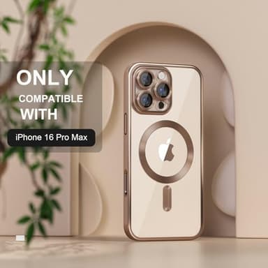 Misea Magnetic for iPhone 16 Pro Max Case Compatible with MagSafe [Never Yellowing] [Military Grade Drop Protection] Full Camera Lens Protector Plating Soft Clear Phone Case for Women 6.9", Desert - Image 2
