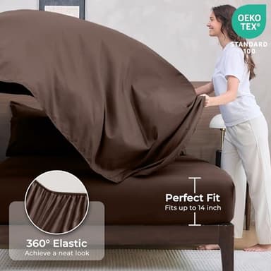 HEVUMYI Brown Queen Comforter Set - 7-Piece All Season Bed in a Bag Queen, Ultra Soft Bedding Set with Comforter, Flat Sheet, Fitted Sheet, Pillowcases, Pillow Shams - Image 5