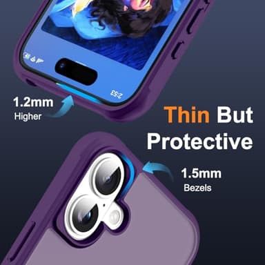 SKYLMW Compatible with iPhone 16 Case with Invisible Magnetic O-Ring Stand Military-Grade Translucent Case for iPhone 16 6.1" [Compatible with Mag-Safe][Great Grip Feeling], Purple - Image 6