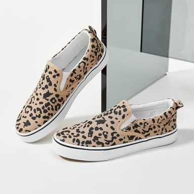 Women's Slip on Shoes Canvas Sneakers Loafers Non Slip Shoes Low Top Casual Low Cut Shoes (Leopard, US7.5)… - Image 4