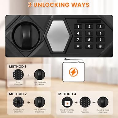 6.0 Cub Extra Large Home Safe, Anti-theft Steel Safe Box with Backup Keys, Digital Keypad and Alarm System, Home Security Safety Box for Money Firearm Medicines Valuables - Image 4