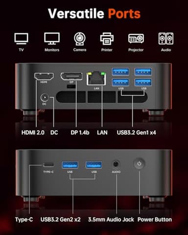 ACEMAGICIAN Kron Mini K1 Mini PC, Ryzen 7 5825U, 32GB DDR4 512GB SSD Mini Computers (8C/16T, up to 4.5Ghz),4K Triple Display Desktop WiFi6/Bluetooth, Compact Silent PC for Light Gaming, Office, Design - Image 5