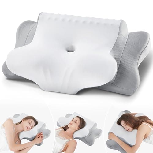 Cervical Pillow for Neck Pain Relief - Cooling Ergonomic Dual-Sided Orthopedic Neck Pillow with Ice Silk Pillowcase, Breathable Memory Foam Contour Pillow for Side, Back, Stomach Sleepers - Image 1