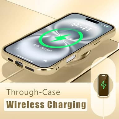 Teageo for iPhone 16 Plus Case for Women Girls Cute Curly Wavy Love Heart Glitter Bling Camera Protection Sparkly Luxury Elegant Shockproof Cover Clear Wave Phone Case for iPhone 16 Plus 6.7", Gold - Image 6