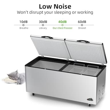 26.5 Cu Ft Chest Freezer - Large Commercial Deep Freezer with 3 Removable Basket and Adjustable Thermostat - 2 Door Energy Saving Quiet for Restaurants, Supermarkets, and Garages - Image 3