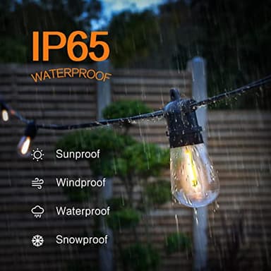 Skeerei Outdoor String Lights Waterproof 150FT Patio Lights with Shatterproof 2700K Plastic Bulbs String Lights for Outside Bistro Gazebo Pergola Café Market Lights, 3-Pack - Image 5