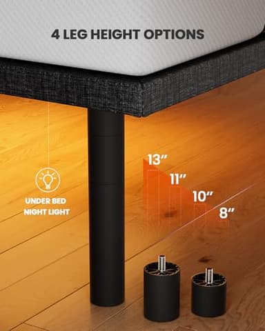 Amada Queen Adjustable Bed Frame with Massage, Head & Foot Incline, Wireless Remote, 4 Built-in USB Ports, LED Night Light, 4 Height-Adjustable Legs, Electric Bed Base, 01B-Q1 - Image 5