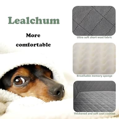 Lealchum Dog Car Seat Up to 55lb,2 Clip-On Safety Adjustable Leashs Car Dog Bed for 2 Small Dogs,Fully Detachable and Washable Pet Car Seat with 2 Storage Pockets,Easy to Install(Black/Grey, Large) - Image 3