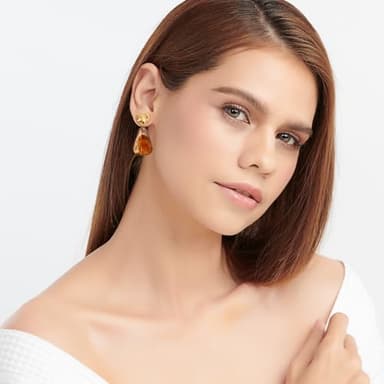 Teppdfann Gold Hammered Heart Drop Dangle Earrings Orange Vintage Irregular Acrylic Stud Earrings for Women Gold and Orange Geometric Earrings - Image 5