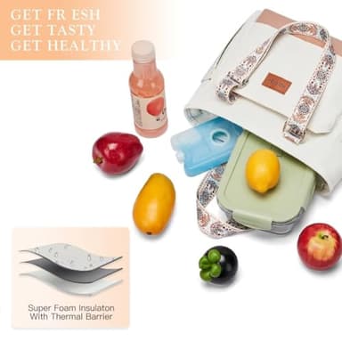 Lunch Bag Lunch Box Women - Leakproof Insulated Lunch Cooler Bag for Women - Large Lunch Tote Bags Adults, White - Image 2