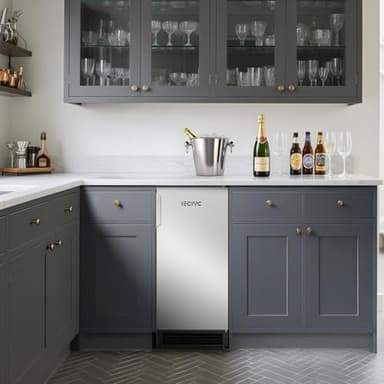 IECIVC Under Counter Crescent Ice Maker Machine, 15'' W Drainless Built-in Ice Maker, 25 LBS/Day with 22 LBS Storage Bin, Perfect for Commercial Home Bar, No Drain - Image 4