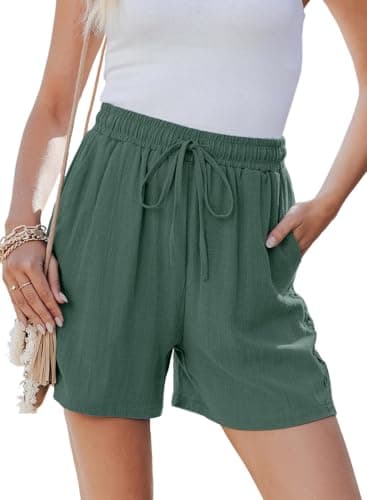 Dokotoo Womens Summer Shorts Green Business Casual Dressy Linen Spring Outfits for Lady High Waisted with Pockets 2025 Trendy Boho Flowy Clothes Plus Size Large - Image 1