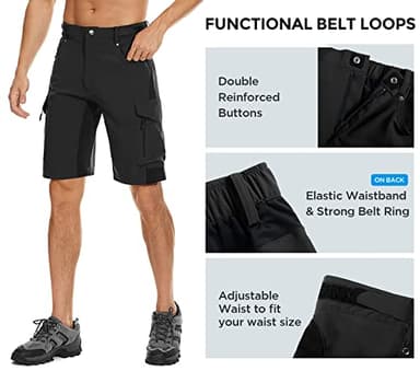 XKTTAC Men's Outdoor Quick Dry Lightweight Cargo Shorts for Hiking, Casual, Camping, Tactical, Fishing, Golf, Travel with 6 Pockets (Black, 5X-Large) - Image 4