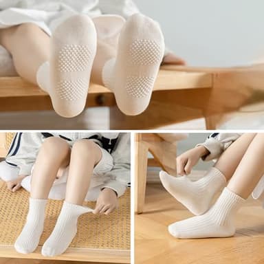EUFANCE Toddler Grip Socks Non Slip Crew Socks Cute Seamless Cotton Socks for Baby Boys Girls Infants Kids 9 Pairs - Image 4