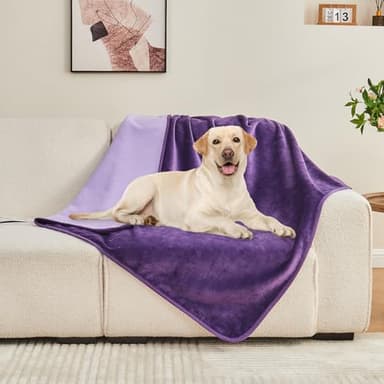 Yaning Waterproof Blanket 60"x80" for Adults, Reversible Waterproof Bed Cover for Dogs Cats Pets, Soft Leakproof Blanket for Bed Couch Sofa Furniture Protector, Dark Purple/Light Purple - Image 6