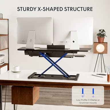 FLEXISPOT 42 inch Electric Motor Desk Converter, Height Adjustable Motorized Stand up Desk Riser with Quick Release Keyboard Tray, Black Monitors and Laptop Workstation - Image 7