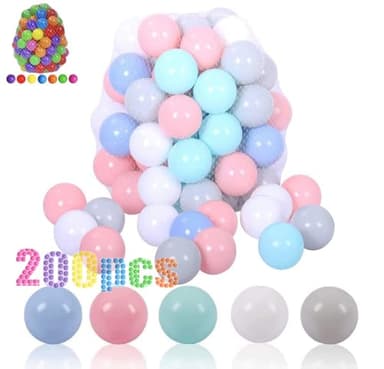 LANGXUN 50 100 200 Soft Plastic Ball Pit Balls for Kids, Gift for Baby Toddler Birthday Christmas, Ball Pit Play Tent, Baby Kiddie Pool Water Toys, Party Decoration (200 Balls, 5 Macaron Colors) - Image 1