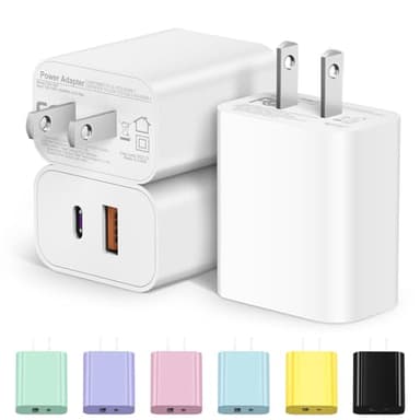 [3 Pack] USB C Charger Block Fast Charging Multiport Adpater iPhone 17 Charger Block 20W USB-C & USB-A Port for iPhone 17/16/15/14/13/12/11/X/8 iPad, Google Pxel, Samsung Galaxy - Image 1