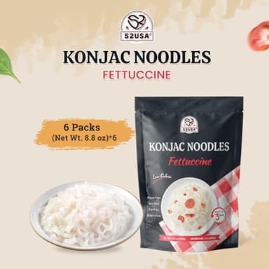 52USA Konjac Shirataki Noodle, Fettuccine, Low Carb Pasta 52.8 Oz (1500 g), Keto and Paleo Friendly, Sugar Free, Vegan, Gluten Free, Ready to Eat, Low Calorie Noodles 6 Pack Inside - Image 3