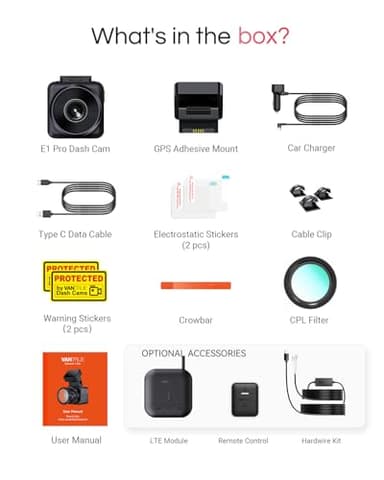 Vantrue E1 Pro 4K Mini Dash Cam Front, STARVIS 2 PlatePix HDR Night Vision Car Camera, Built-in 5G WiFi GPS, 1.54'' IPS Screen, LTE Support, Voice Control, 24/7 Buffered Parking Mode, Support 1TB Max - Image 9