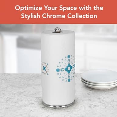 Spectrum Euro Paper Towel Holder Chrome – Freestanding Countertop Dispenser for Kitchen, Easy Tear Access, Sleek Modern Design, Fits Standard Rolls, Durable Steel Construction - Image 2