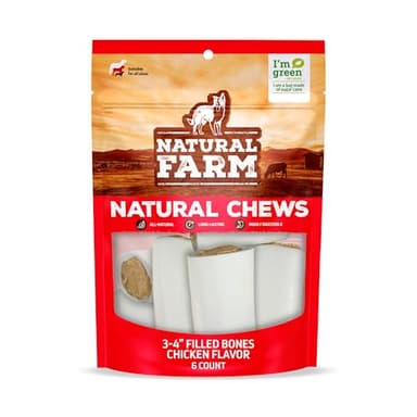 Natural Farm Chicken Filled Bones (3-4 Inch, 6 Pack), Limited Ingredient, Natural Stuffed Dental Dog Bone Treats for Dogs, Made with Real Chicken - Image 2