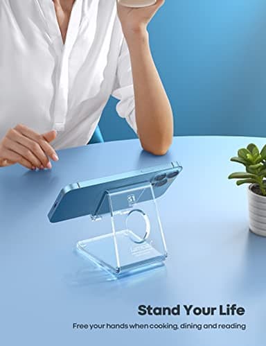 Lamicall Cell Phone Stand, Desk Accessories - Clear Office Cell Phone Holder, Acrylic Phone Stand, Desktop, Acrylic Office Desk Accessories, Office Decor, Suitable for iPhone, 4-8'' Phone - Image 2