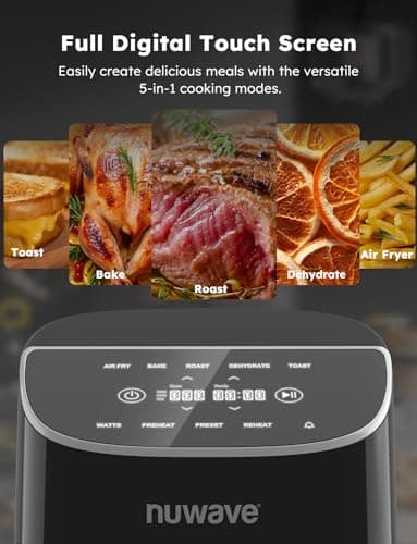 Nuwave Brio Plus 8 Qt Air Fryer, PFAS Free, New & Improved, Digital Touch Screen, Cool White Display, 50°F~400°F in Precise 5°, 5 Cook Functions, 100 Presets & 50 Memory, 3 Wattages 700, 1500, 1800 - Image 6
