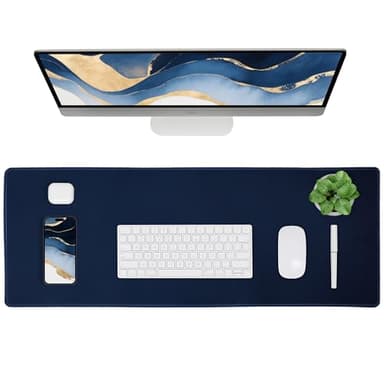 ALOANES Waterproof Mouse Pad with Durable Stitched Edge, XXXL gaming Keyboard Pad, Non-Slip Rubber Base Mouse Mat, Extended Desk pad for Gamer, Office & Home, Dark Blue Mousepad 35.4''x 15.7''x 0.12'' - Image 1