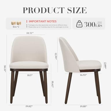 COLAMY Upholstered Dining Chairs Set of 4, Modern Kitchen Chairs with Back, Fabric Side Dining Room Chairs with Wood Legs for Kitchen Dining Room Restaurant, Beige - Image 2