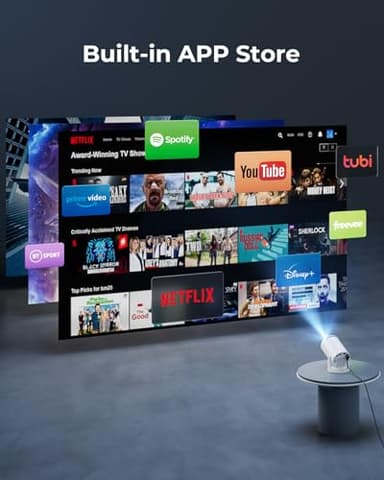 CLOKOWE Mini Projector with WiFi and Bluetooth - Built-in Apps, Smart Portable Projector with 180° Rotation, Auto Keystone, Support 1080P, Compatible with HDMI/USB/TV Stick/Smartphone/Laptop - Image 2