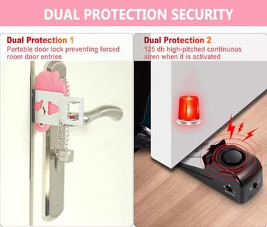 MBBEST Hotel Door Lock & Door Stop Alarm,Dual Protection Security Devices Pocket Door Stopper Self Defensey Tools for Hotel Travel Home Apartment House, Pink/Pink - Image 5