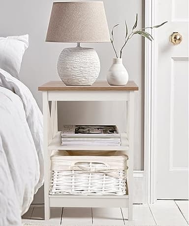 PHI VILLA End Table Living Room Set of 2, Farmhouse Bed Side Table Nightstands for Bedroom, Ivory White Small Side Table - Image 5
