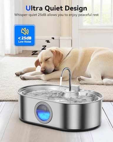 3.4Gal Dog Water Fountain for Large Dogs, 13L Stainless Steel Large Pet Fountain with Deeper & Wider Drinking Area, Automatic Dog Water Bowl Dispenser with Water Window & LED, Super Quiet - Image 8