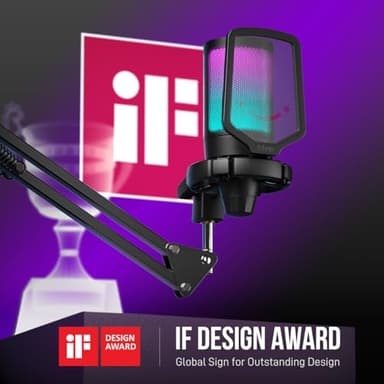 FIFINE Gaming PC USB Microphone, Podcast Condenser Mic with Boom Arm, Pop Filter, Mute Button for Streaming, Twitch, Online Chat, RGB Computer Mic for PS4/5 PC Gamer Youtuber-AmpliGame A6T - Image 2