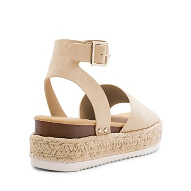 DREAM PAIRS Women's Platform Espadrilles Casual Ankle Strap Wedge Sandals Comfortable Dressy Summer Shoes,Size 9,Nude-Suede,SDPW2359W - Image 3