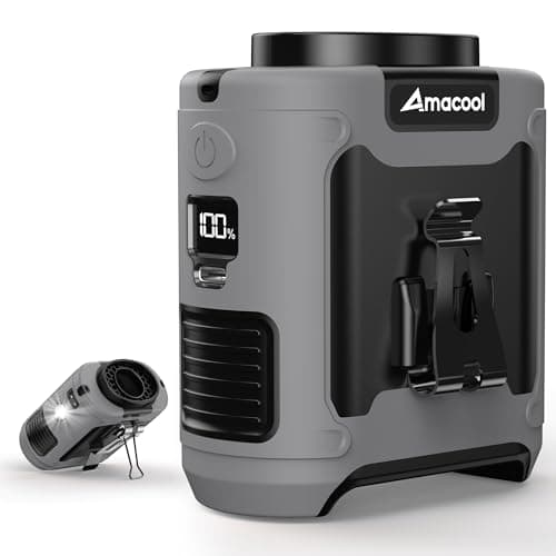 AMACOOL Portable Waist Fan Clip On, MAX 40H Work Time, 10000mAh Rechargeable Wearable Shirt Fan with Light, 16000RPM Powerful 5 Speed Belt Fans Personal Cooling Fans for Outdoor Jobsite Camping Travel - Image 1