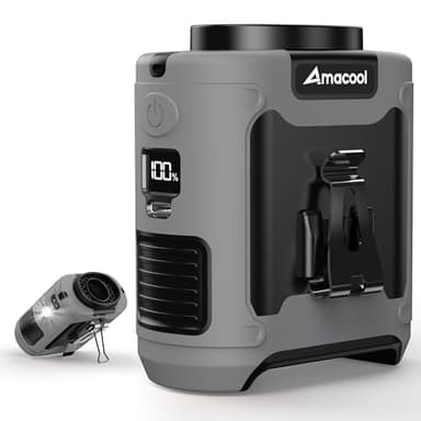 AMACOOL Portable Waist Fan Clip On, MAX 40H Work Time, 10000mAh Rechargeable Wearable Shirt Fan with Light, 16000RPM Powerful 5 Speed Belt Fans Personal Cooling Fans for Outdoor Jobsite Camping Travel - Image 1