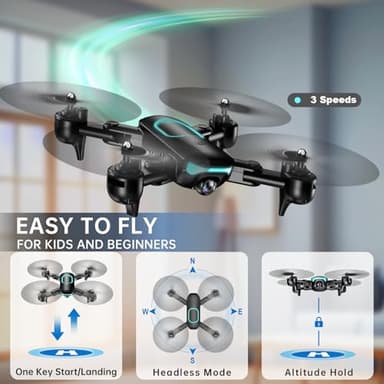 REDRIE Drone with 1080P Camera for Beginners, Foldable, Altitude Hold, Gestures Selfie, Waypoint Fly, Headless Mode, 3D Flip, One Key Start, 3 Speed Modes, Circle Fly, 2 Batteries - Image 3
