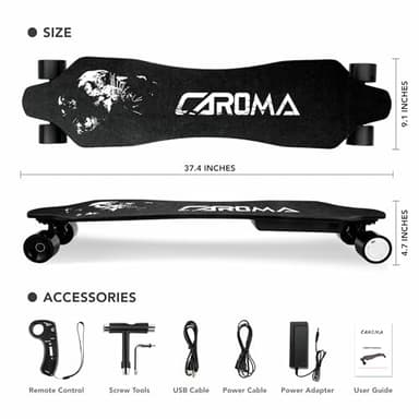 Caroma Electric Skateboards with Remote, 350W Hub-Motor Electric Longboard for Adults Teens, 12.4MPH Top Speed, 11Miles Max Range Black ESkateboard - Image 6