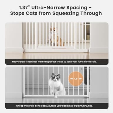 Gardner Pet 51"-87" Extra Tall Cat Gate for Doorway, 27.56"-37" Wide Included 4 Extension Kits, No Drilling Pressure Mount Kit Full Door Gate for Dogs (White, 51"-87" High) - Image 4