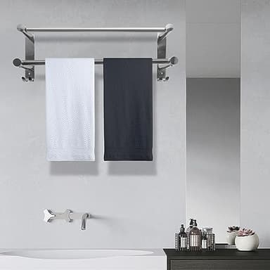 zmnklry Double Towel Bar, Stainless Steel Adjustable 16 to 28In Double Towel Racks for Bathroom, Double Bath Towel Bar,Applicable to Bathrooms and Kitchens - Image 4