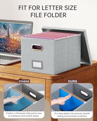 Oterri File Organizer, File Box, File Cabinet for Letter File Folder Storage, Hanging File Organizer for Office/Decor/Home,Document Organizer, 1 Pack,Gray-White-Box Only - Image 5