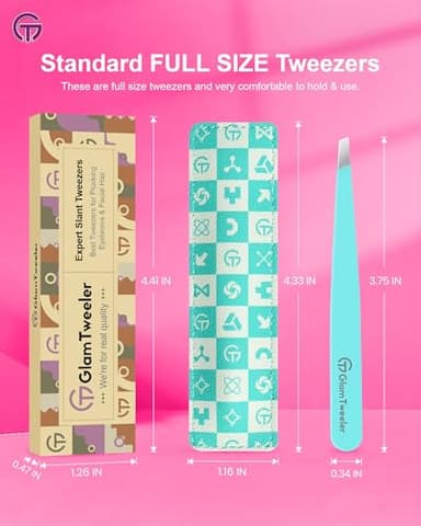 Expert Eyebrow Hair Removal Tweezer with Leather Case, GlamTweeler High Precision Slant Tip Stainless Steel Tweezers for Men and Women (Robin's Egg Blue) - Image 7