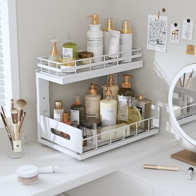 Biboraya 2 Pack Under Sink Organizer with Smooth Ball Bearing Slides,2-Tier Pull Out Cabinet Storage,Slide Out Drawers for Bathroom&Kitchen,Under Sink Shelf,Rust-resistant Coating,Height Adjustable - Image 9